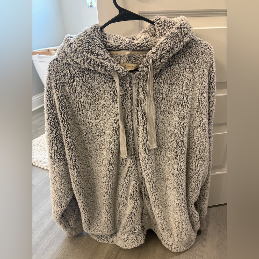 LOFT Lou & Grey Gray sherpa soft Hooded Jacket